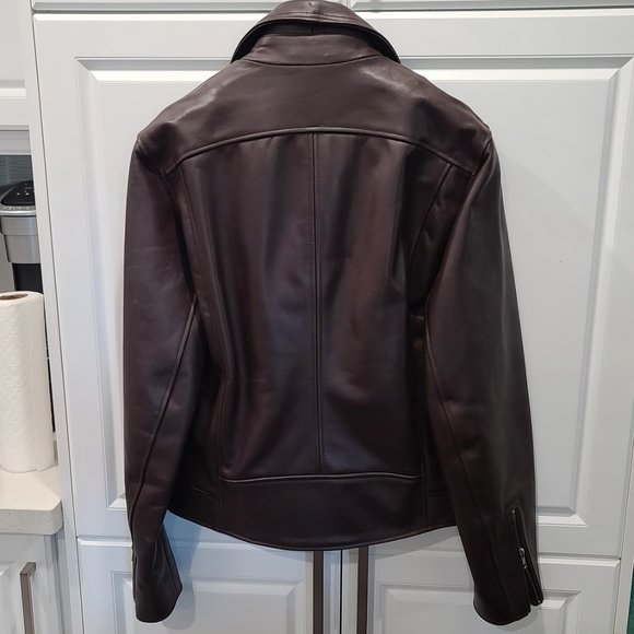 *****SALE***** Tiger of Sweden Brown Leather Motorcycle Jacket - Picture 5 of 12